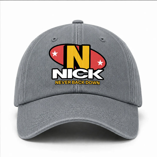 Never Back Down With Your Name And Initial Letter Washed Cap NICK 13K1 C82PF