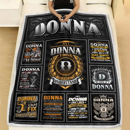 DONNA Personalized Blanket | Custom Name Cozy Throw Gift 13K1-BK2