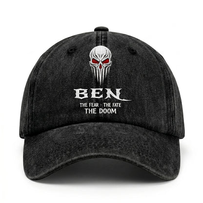Your Name The Fear The Fate The Doom Skull Washed Cap BEN 13K1 C98PF