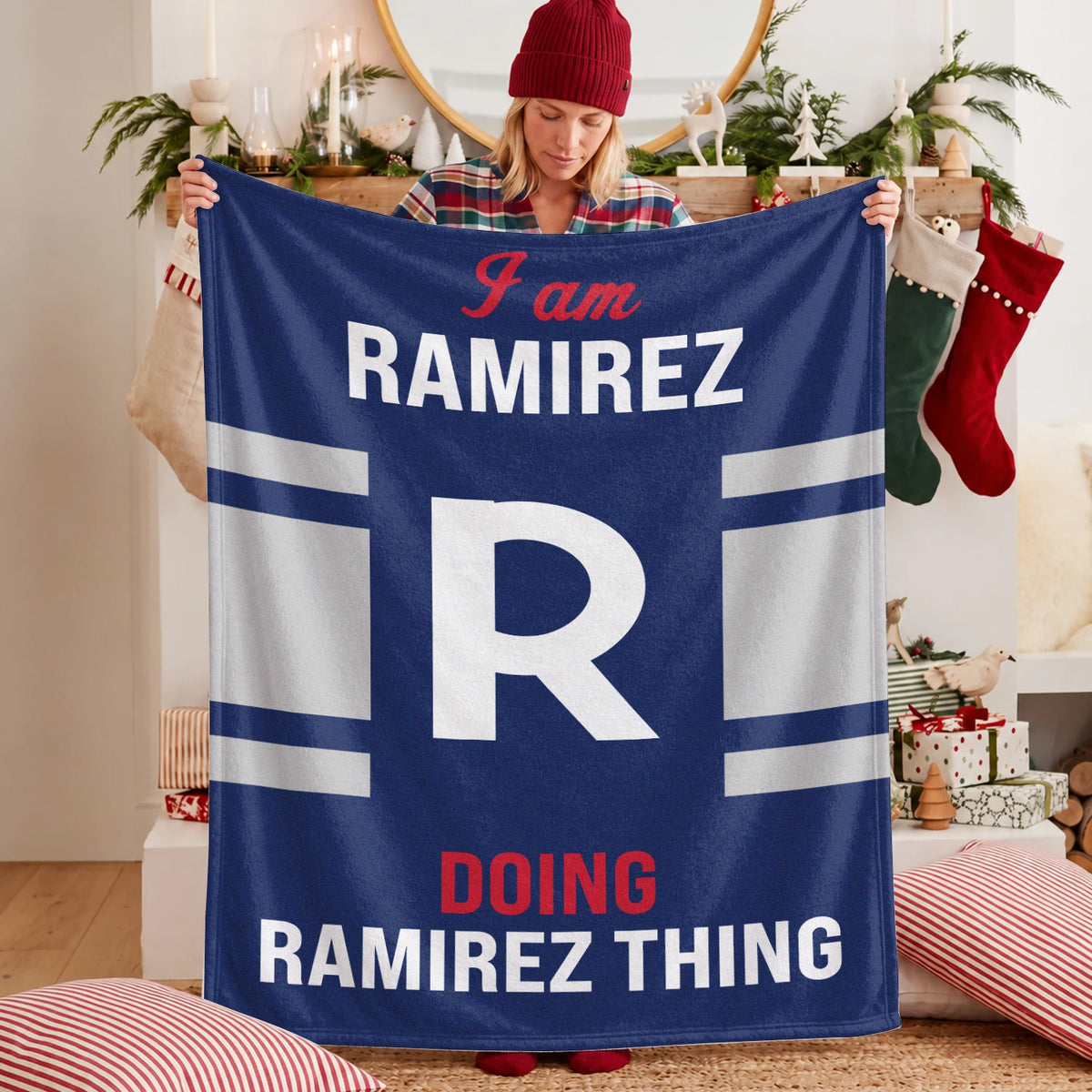 I'm Name Doing Name Things Navy Fleece Blanket RAMIREZ 13K1 BK51