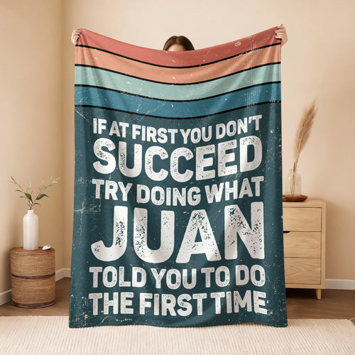 If At First You Don’t Succeed Retro Green Fleece Blanket JUAN 13K1 BK29