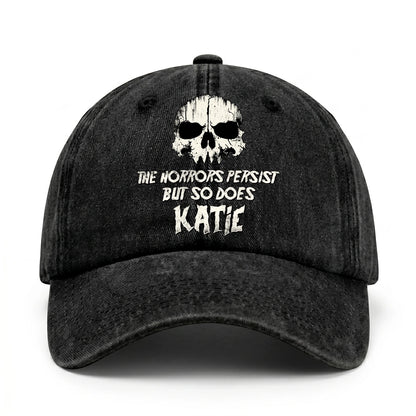The Horrors Persist But So Does Your Name Cool Skull Washed Cap KATIE 13K1 C134PF