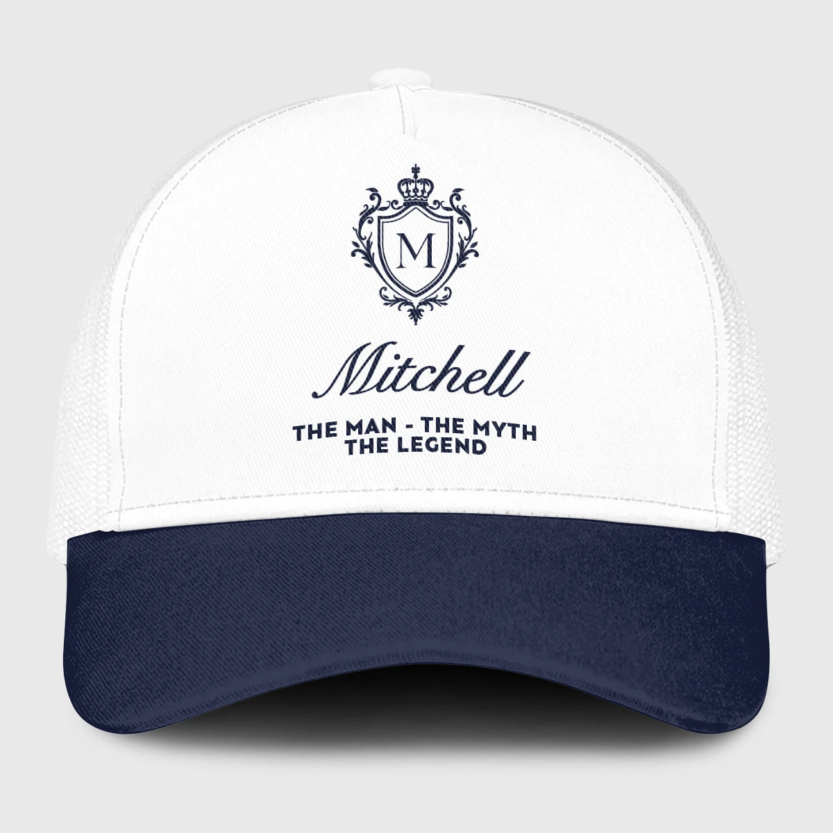 The Man The Myth The Legend Blue And White Baseball Mesh Cap MITCHELL 13K1 C186PF