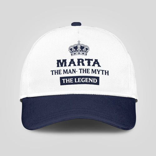 The Man The Myth The Legend King Crown Blue And White Cap MARTA 13K1 C147PF