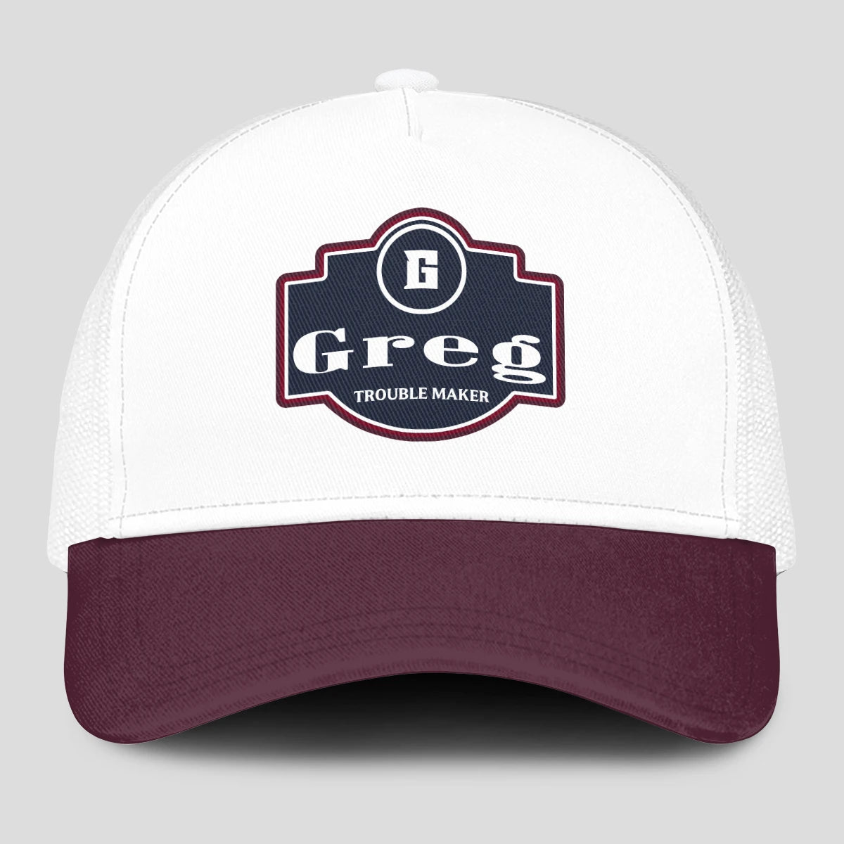 Trouble Maker Burgundy And White Funny Mesh Cap GREG 13K1 C201PF
