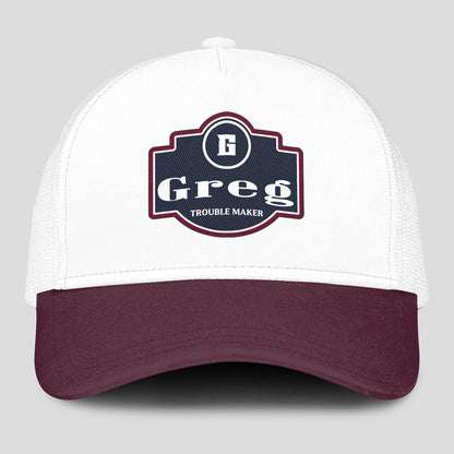 Trouble Maker Burgundy And White Funny Mesh Cap GREG 13K1 C201PF