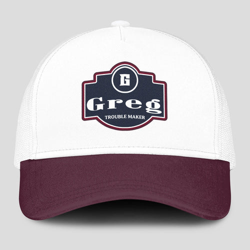 Trouble Maker Burgundy And White Funny Mesh Cap GREG 13K1 C201PF