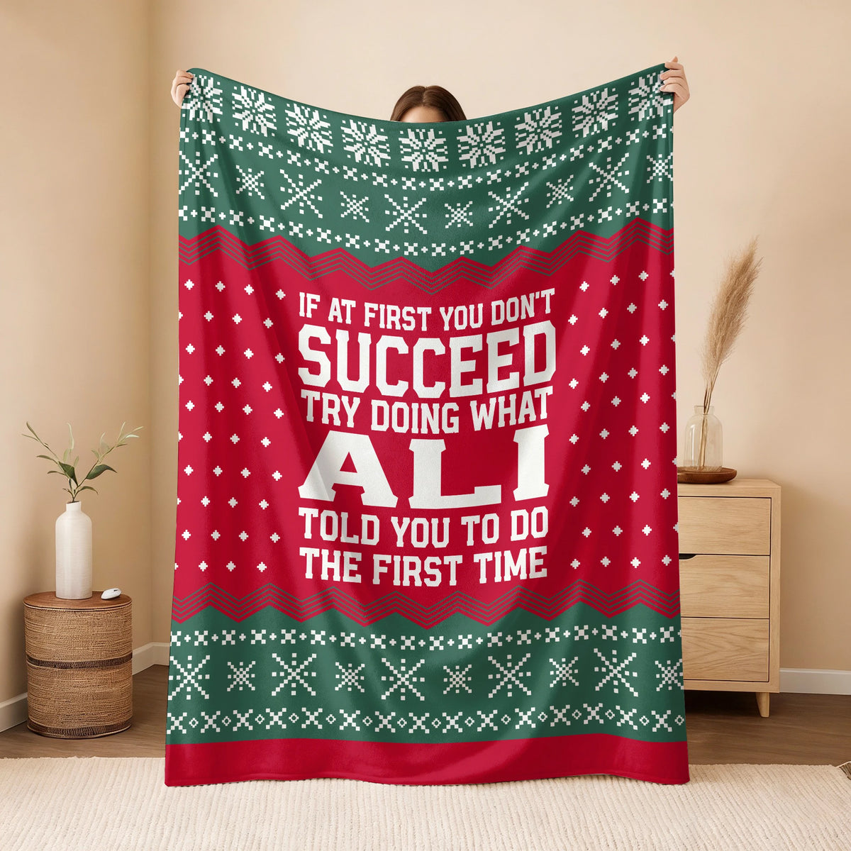 If At First You Don’t Succeed Red Green Christmas Fleece Blanket ALI 13K1 BK28
