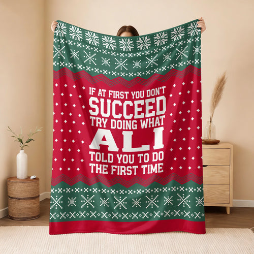 If At First You Don’t Succeed Red Green Christmas Fleece Blanket ALI 13K1 BK28