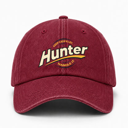 Keep Calm & Let Your Name Handle It Burgundy Washed Cap HUNTER 13K1 C105PF