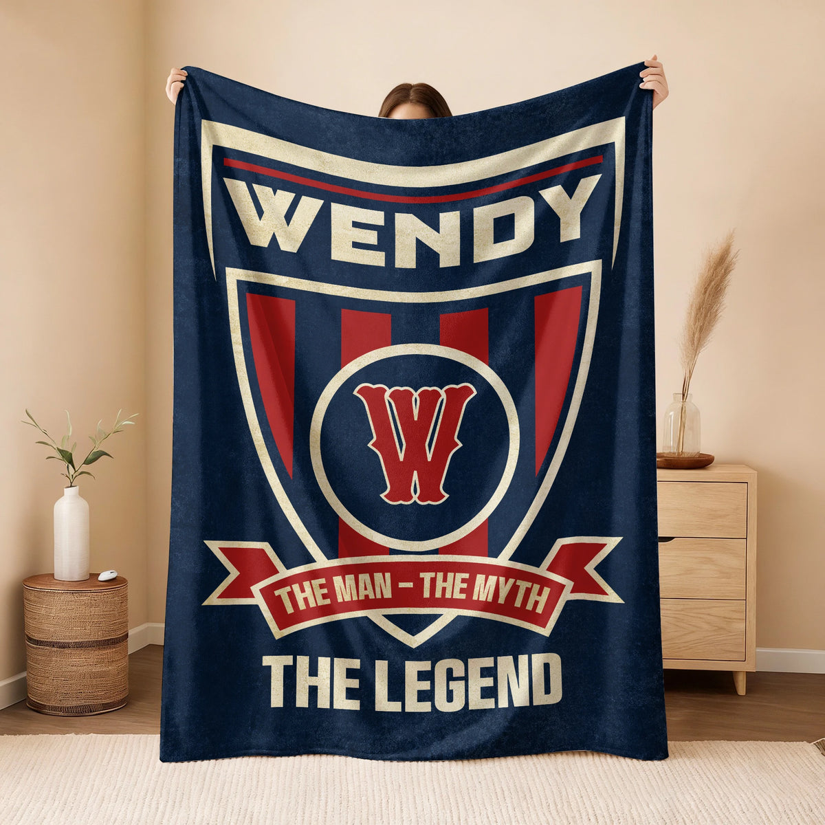 The Man The Myth The Legend Blue Burgundy Baseball Blanket WENDY 13K1 BK18