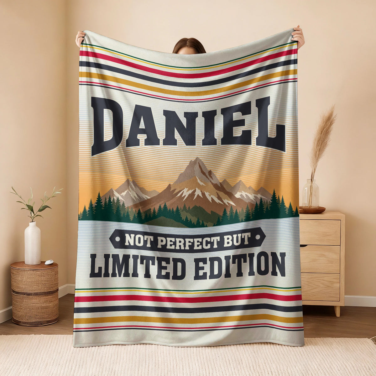 Not Perfect But Limited Edition Vintage Mountain Fleece Blanket DANIEL 13K1 BK45