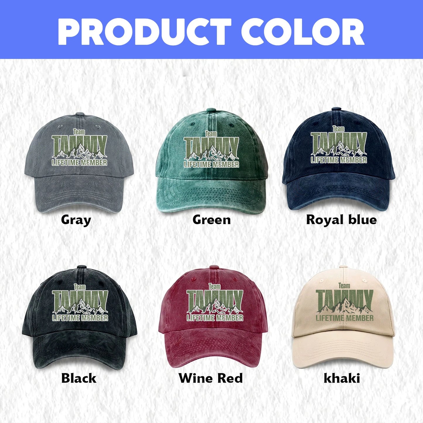 Team Your Name Lifetime Member Mountain Cap TAMMY 13K1 C58PF