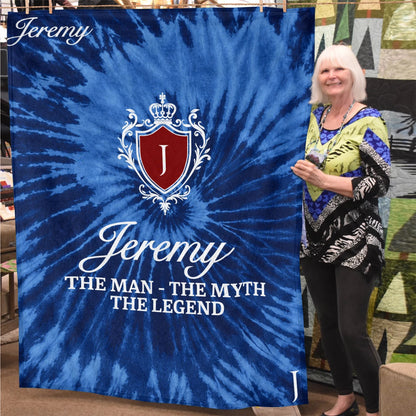 The Man The Myth The Legend Blue Waves Fleece Blanket JEREMY 13K1 BK11