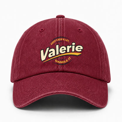 Keep Calm & Let Your Name Handle It Burgundy Washed Cap VALERIE 13K1 C105PF