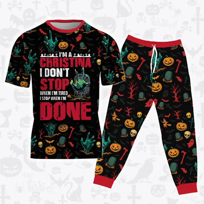 CHRISTINA Halloween Pajamas Set Tshirt & Pants Horror Skull Pumpkin 13K1-HL3