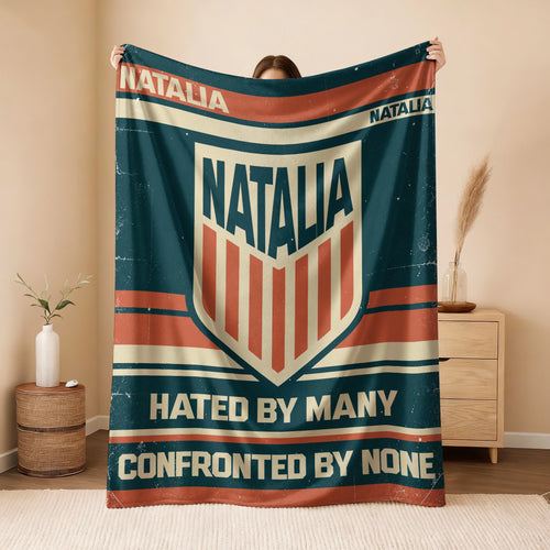 Hated By Many Confronted By None Retro Fleece Blanket NATALIA 13K1 BK58