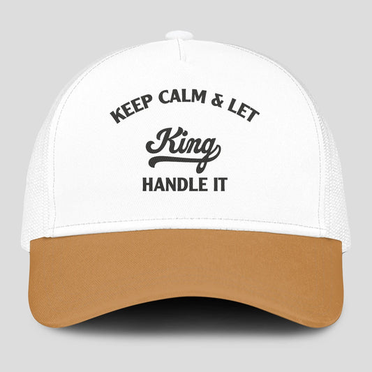 Keep Calm & Let Your Name Handle It Yellow And White Mesh Cap KING 13K1 C205PF