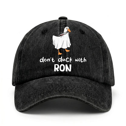 Don't Duck With Your Name Funny Washed Cap RON 13K1 C129PF