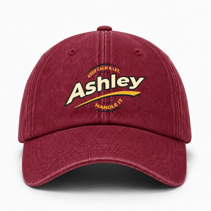 Keep Calm & Let Your Name Handle It Burgundy Washed Cap ASHLEY 13K1 C105PF