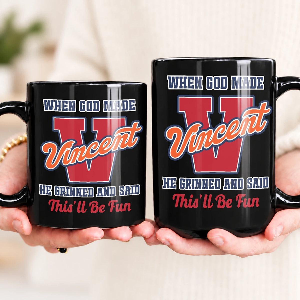 When God Made Your Name Personalized Baseball Mug VINCENT 13K1 MG07