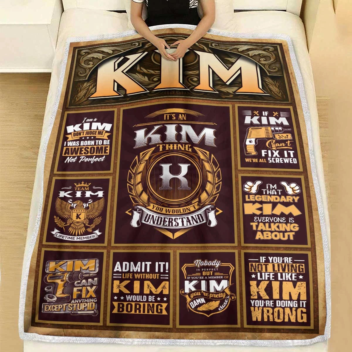 KIM Personalized Blanket | Custom Name Cozy Throw Gift 13K1-BK4