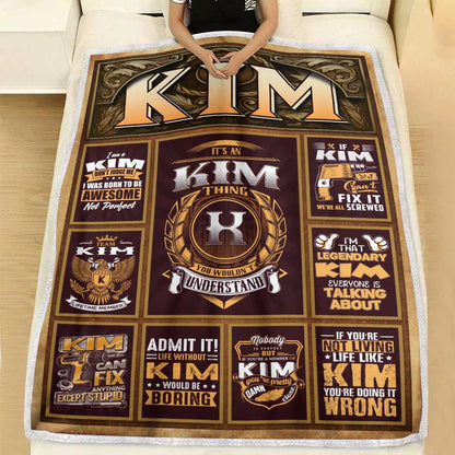 KIM Personalized Blanket | Custom Name Cozy Throw Gift 13K1-BK4