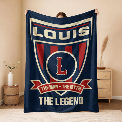 The Man The Myth The Legend Blue Burgundy Baseball Blanket LOUIS 13K1 BK18
