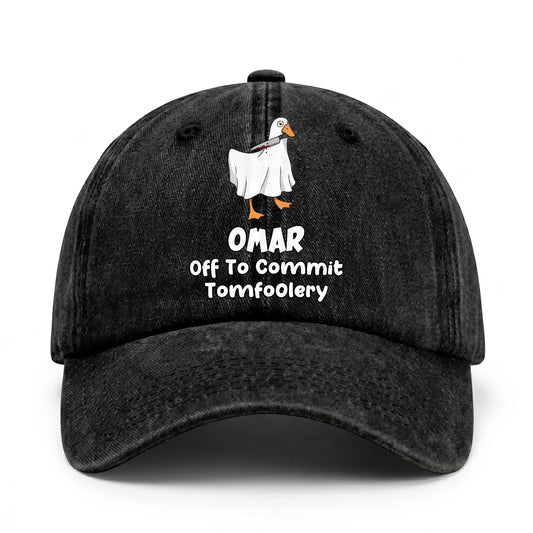 Off To Commit Tomfoolery Funny Goose Washed Cap OMAR 13K1 C131PF