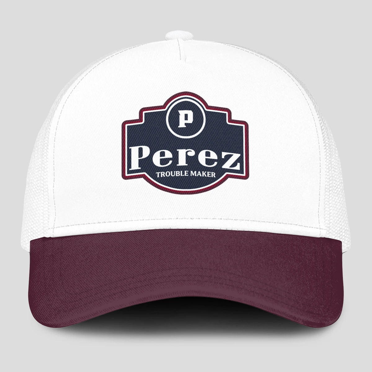 Trouble Maker Burgundy And White Funny Mesh Cap PEREZ 13K1 C201PF