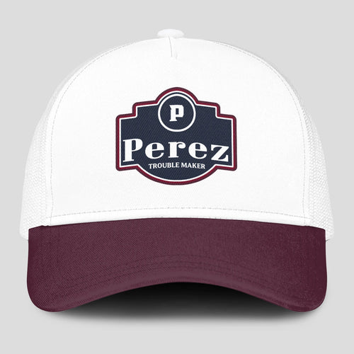 Trouble Maker Burgundy And White Funny Mesh Cap PEREZ 13K1 C201PF