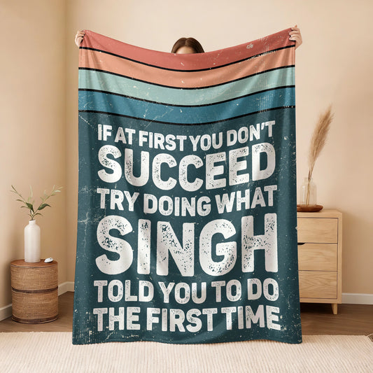 If At First You Don’t Succeed Retro Green Fleece Blanket SINGH 13K1 BK29