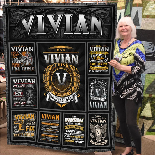 VIVIAN Personalized Blanket | Custom Name Cozy Throw Gift 13K2-BK2