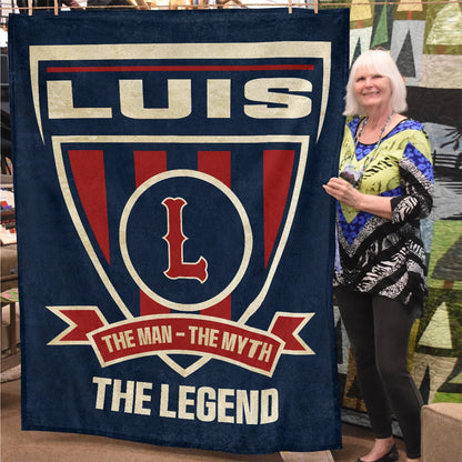 The Man The Myth The Legend Blue Burgundy Baseball Blanket LUIS 13K1 BK18