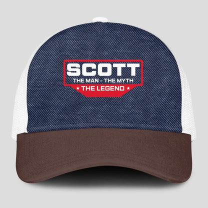 The Man The Myth The Legend Navy Brown And White Mesh Cap SCOTT 13K1 C200PF