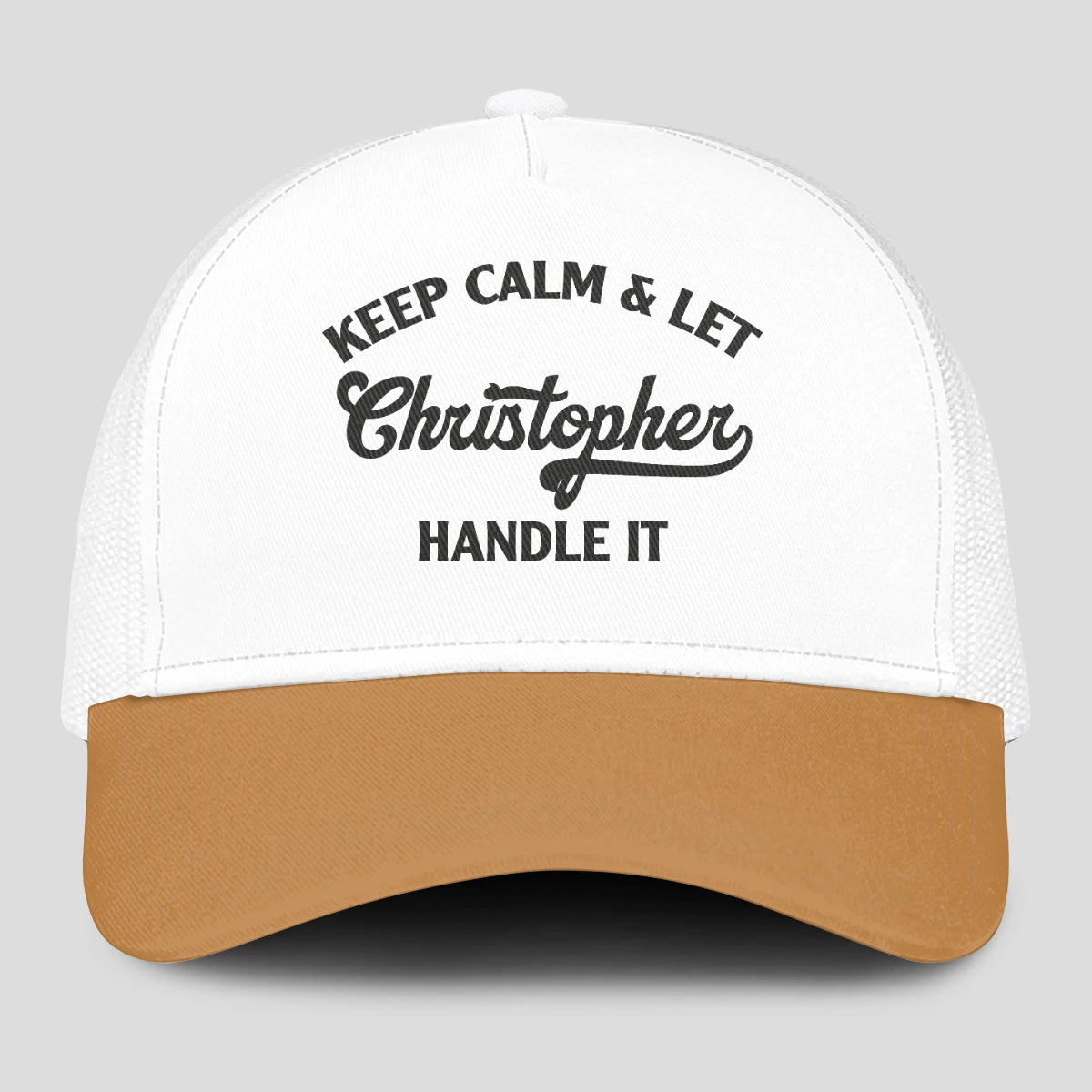 Keep Calm & Let Your Name Handle It Yellow And White Mesh Cap CHRISTOPHER 13K1 C205PF