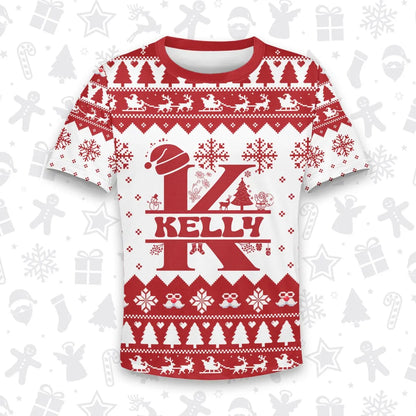 KELLY Personalized Christmas T-Shirt Pajama Set - Holiday Gift Outfit 13K1-CR2