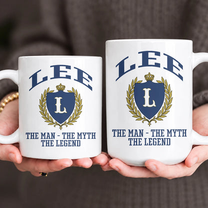 The Man The Myth The Legend Blue And Yellow Logo Mug LEE 13K1 MG24