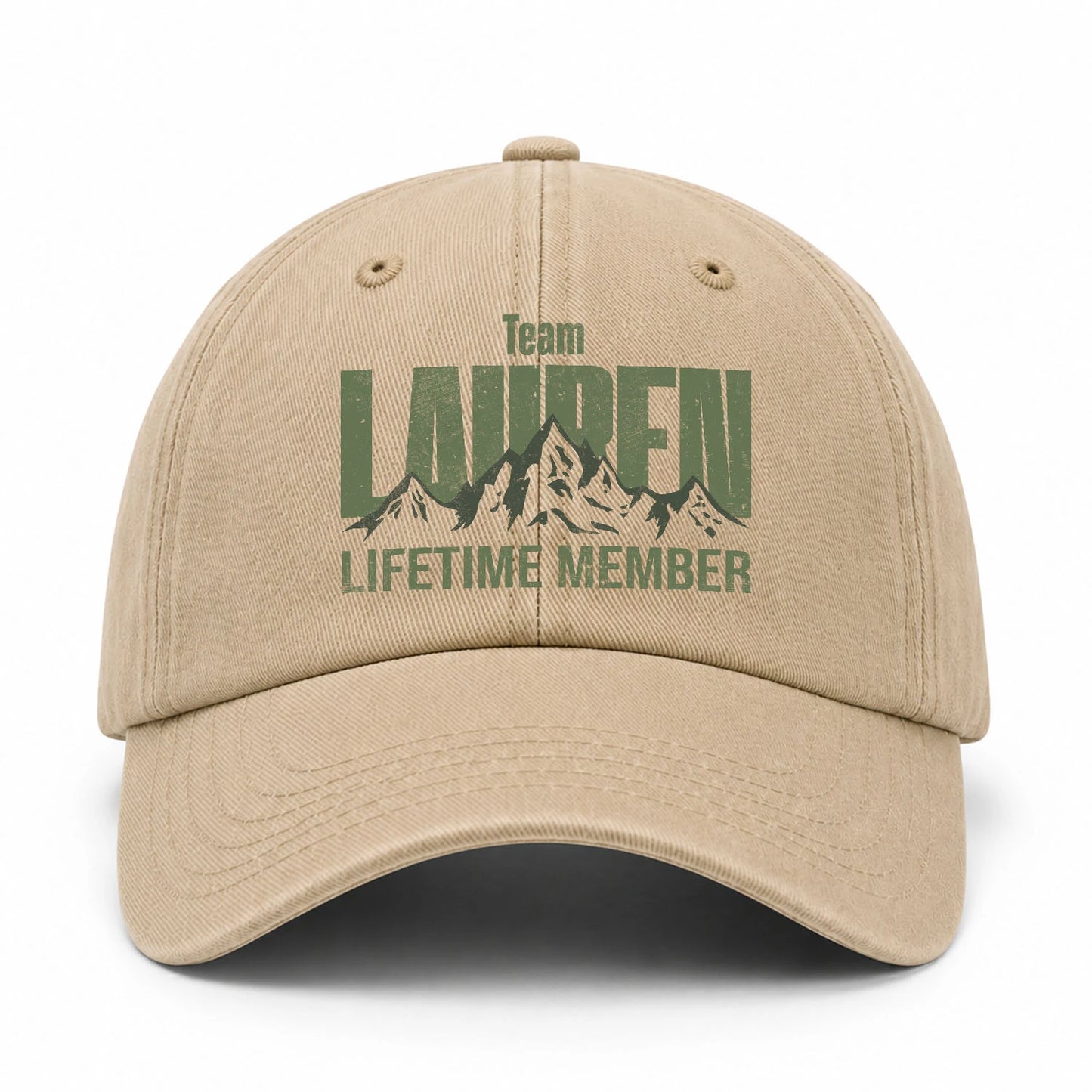 Team Your Name Lifetime Member Mountain Cap LAUREN 13K1 C58PF