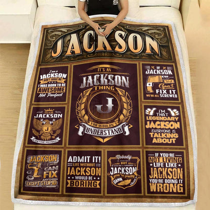 JACKSON Personalized Blanket | Custom Name Cozy Throw Gift 13K1-BK4
