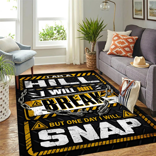 HILL Motivational Rug – Black & Yellow Quote Carpet for Living Room 13K1-AR1