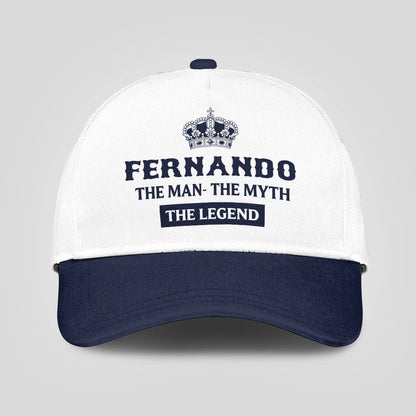 The Man The Myth The Legend King Crown Blue And White Cap FERNANDO 13K1 C147PF