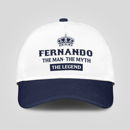 The Man The Myth The Legend King Crown Blue And White Cap FERNANDO 13K1 C147PF