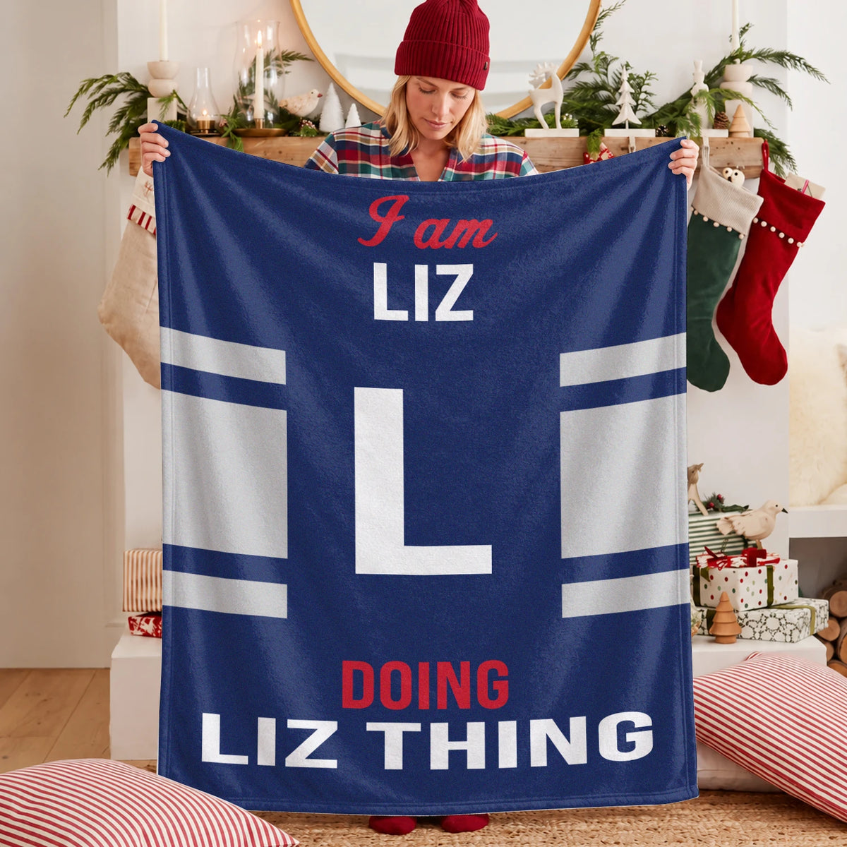 I'm Name Doing Name Things Navy Fleece Blanket LIZ 13K1 BK51