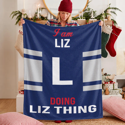 I'm Name Doing Name Things Navy Fleece Blanket LIZ 13K1 BK51