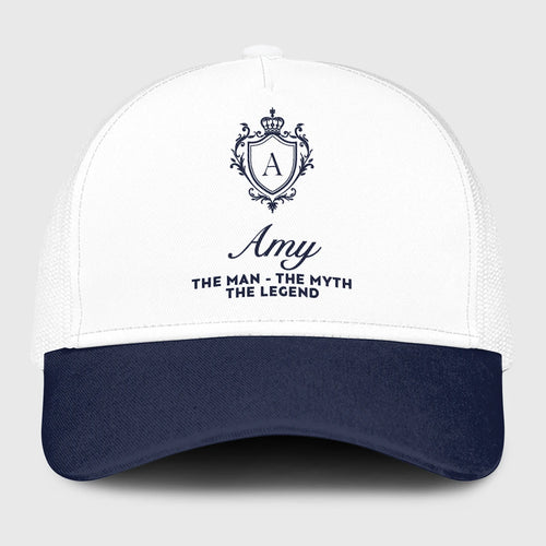 The Man The Myth The Legend Blue And White Baseball Mesh Cap AMY 13K1 C186PF