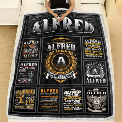 ALFRED Personalized Blanket | Custom Name Cozy Throw Gift 13K2-BK2