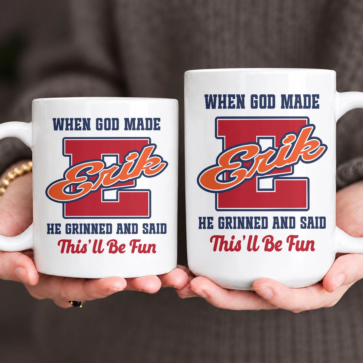 When God Made Your Name Personalized Baseball Mug ERIK 13K1 MG07