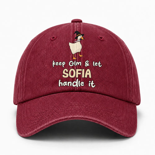 Keep Calm & Let Your Name Handle It Funny Witch Goose Washed Cap SOFIA 13K1 C128PF