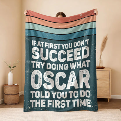 If At First You Don’t Succeed Retro Green Fleece Blanket OSCAR 13K1 BK29